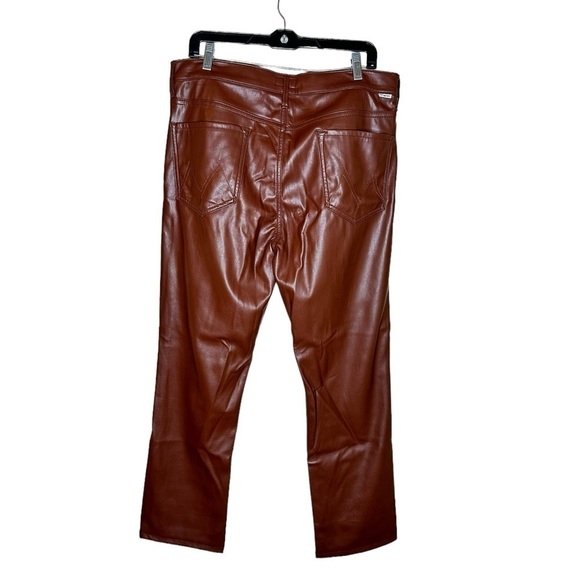 MOTHER Mid Rise Ankle Dazzler Brown Faux Leather Pants - Picture 3 of 10